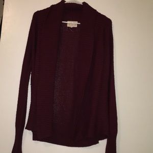red sweater cardigan